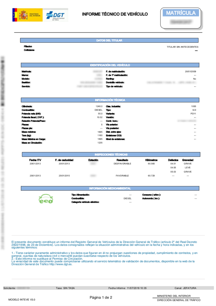 Informe De Vehículo DGT - E_Registros